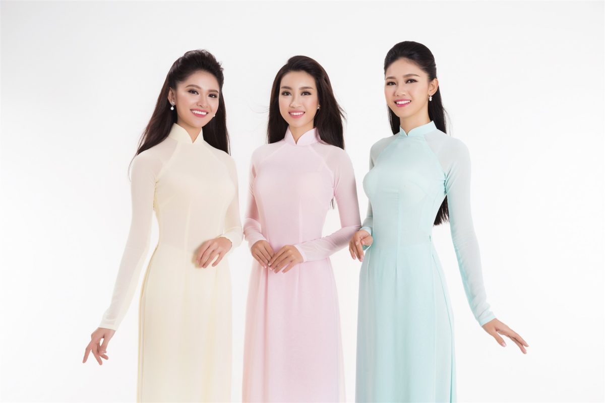 Hoa hậu Đỗ Mỹ Linh, Á hậu Thanh Tú và Thùy Dung khoe sắc với trong trang phục áo dài